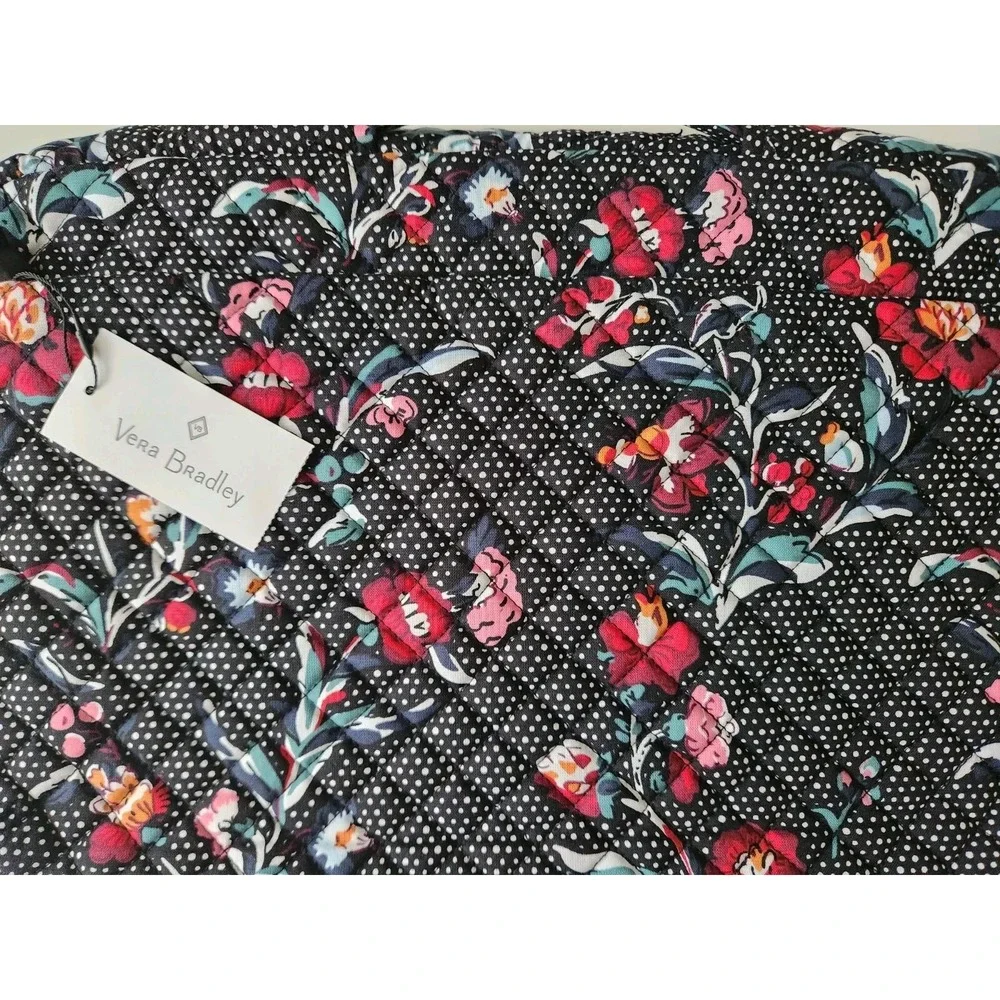 Vera Bradley Womens Perennials Noir Dot Laptop‎ Organizer Bag Floral Black Red